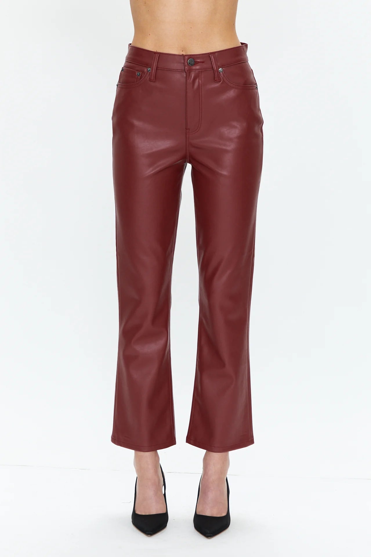 Cherry Cropped Leather Pants