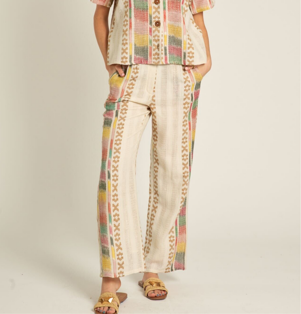 Fiesta At The Beach Embroidered Pants