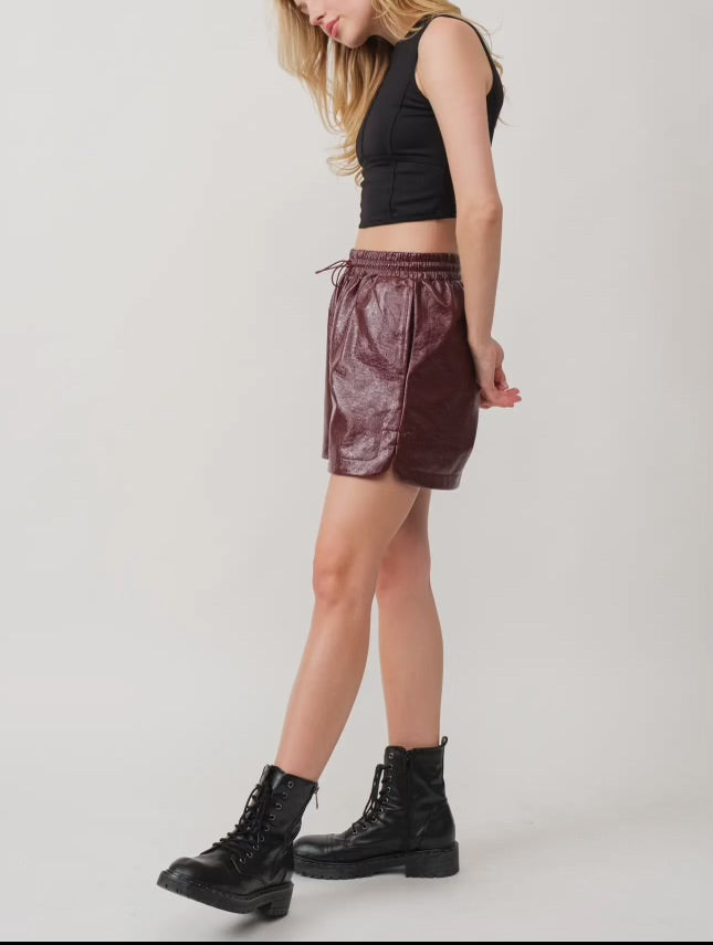 Leather Plum Short