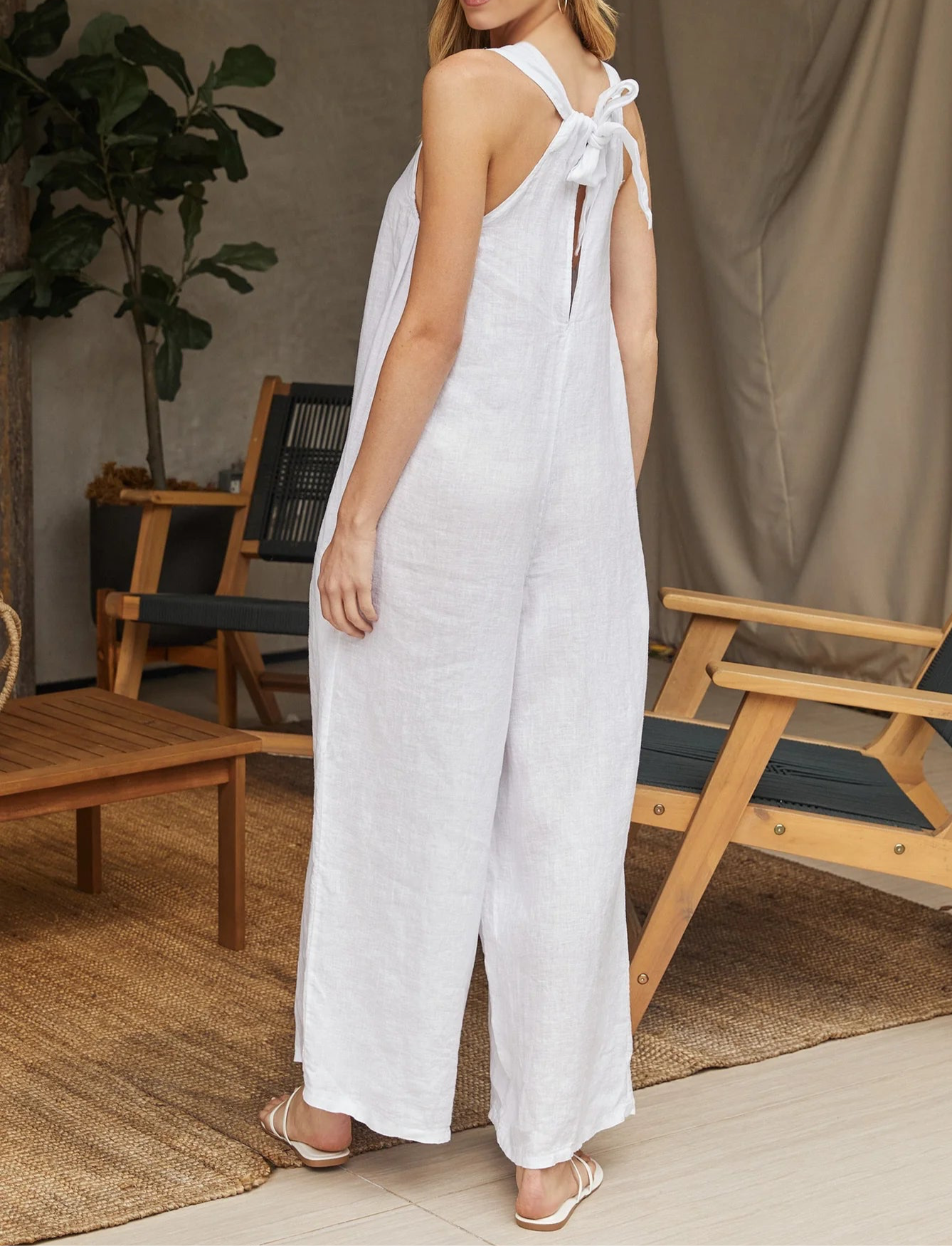 Linen Tie Back Jumpsuit