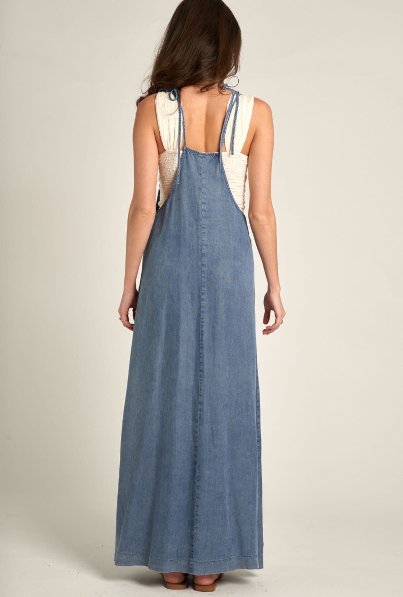 Denim Maxi Overalls Dress