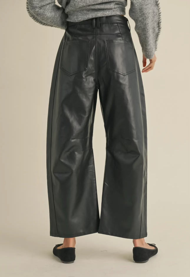 Barrel Faux Leather Pants