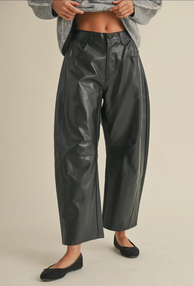 Barrel Faux Leather Pants