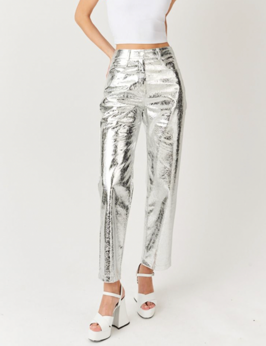 Metallic Faux Leather Pants