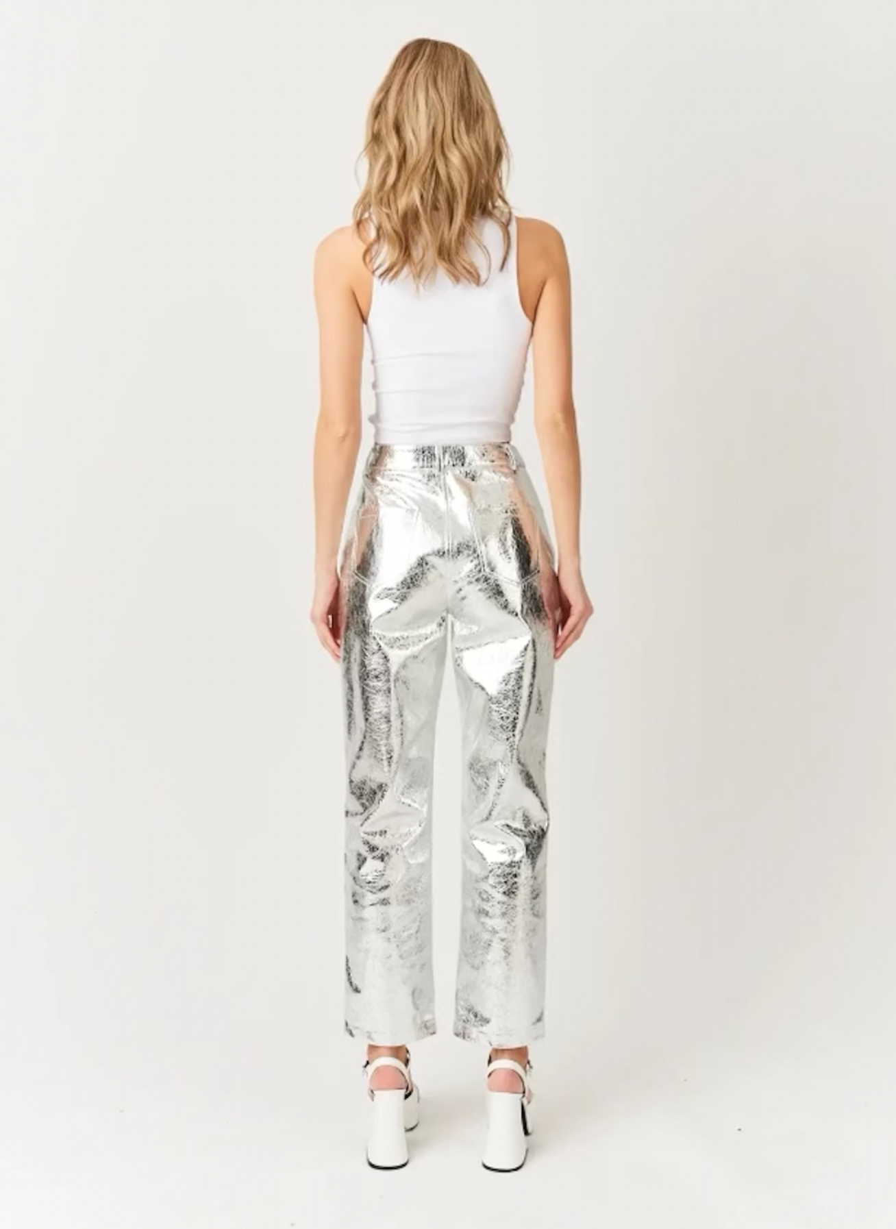 Metallic Faux Leather Pants