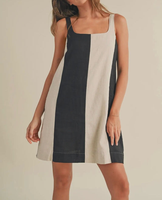 Color Block Linen Mini Dress