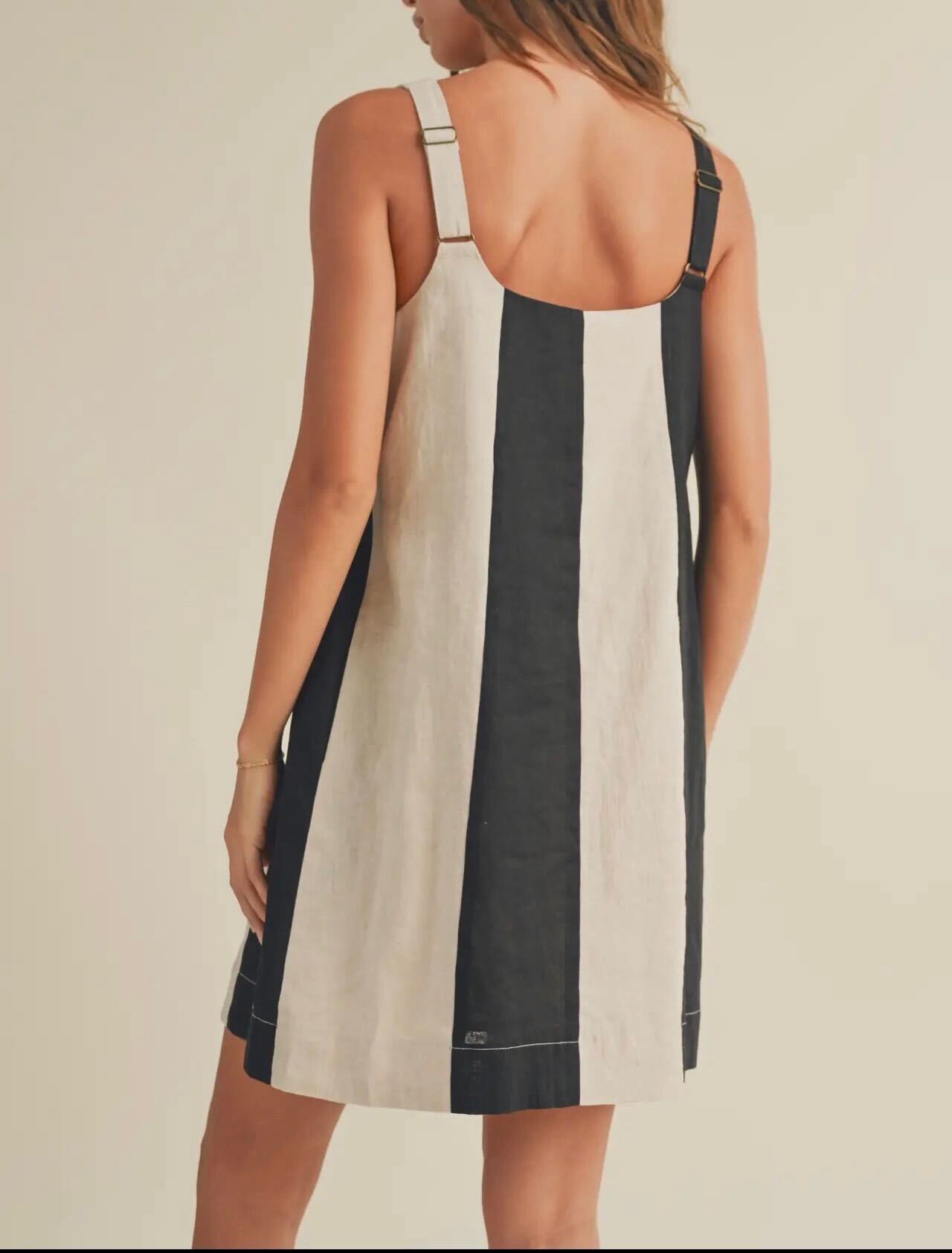 Color Block Linen Mini Dress